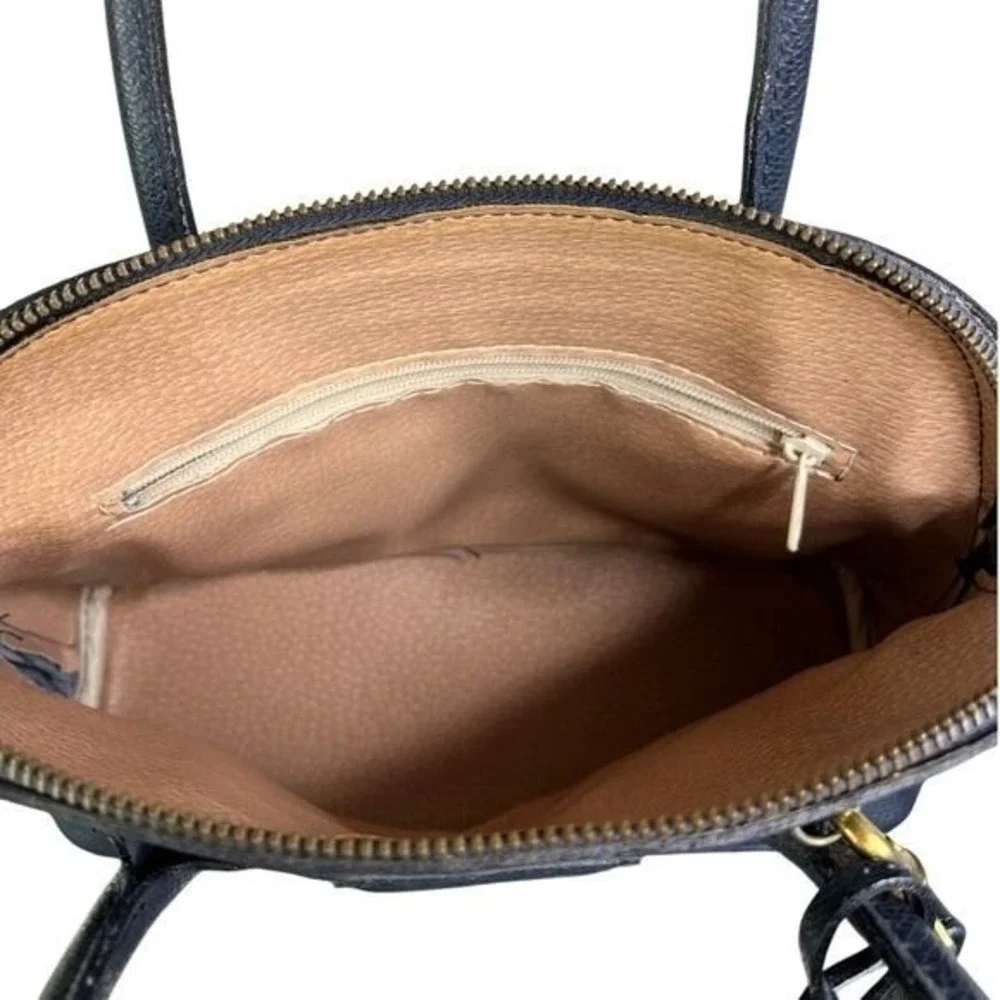Vintage Leather Italian Dome‎ Satchel Top Handle Crossbody Bag Classic Old Money